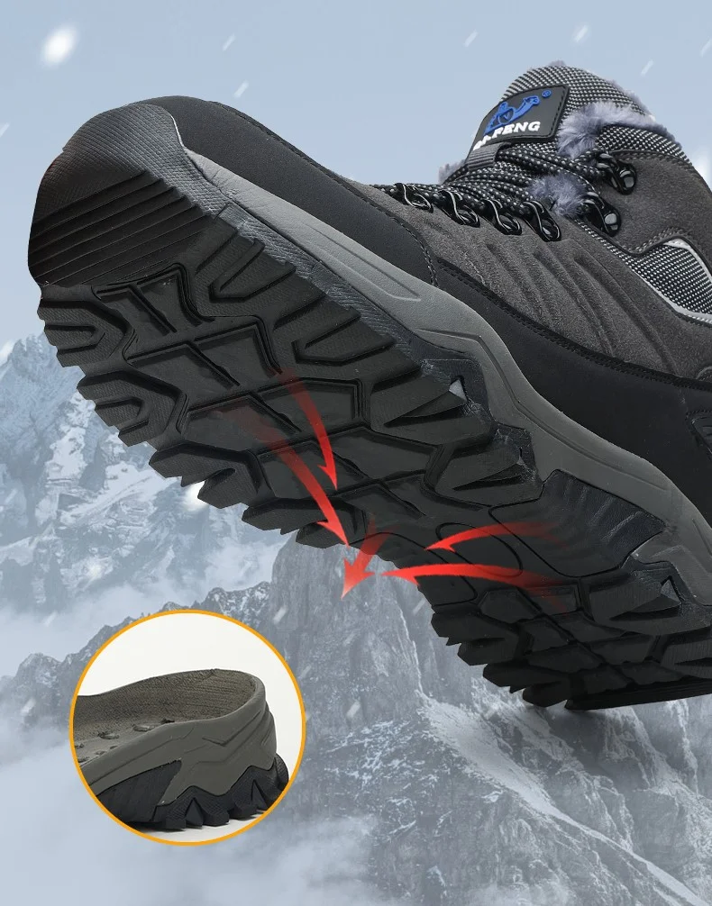 ⏰ 70% OFF Limited Time – Men's Warm Orthopedic Hiking Work Boots – Non-Slip All-Terrain Grip, Impact & Puncture Resistant, Wide Toe Arch Ankle Support, For Multiple Occasions